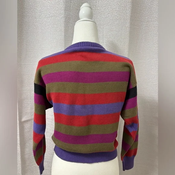 Vintage Liz Claiborne Women’s Multicolor Striped Crew Neck Sweater Size Small - Picture 2 of 11